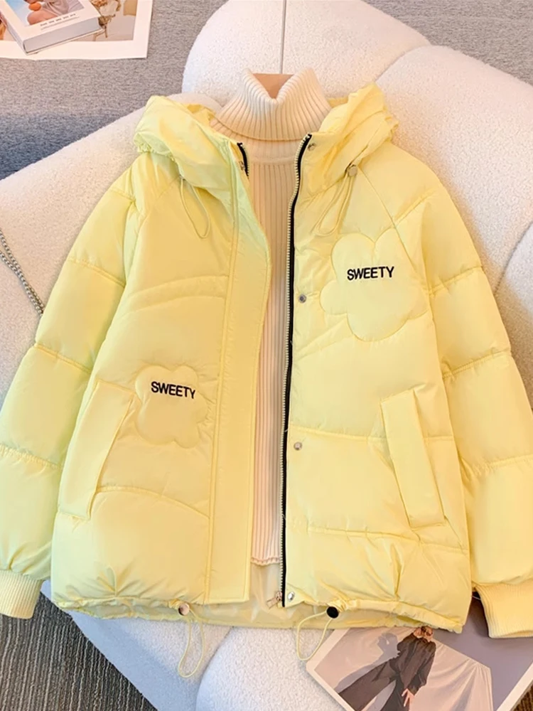 

Faionable Thiened Cotton Jaet ort Sle Autumn Winter Women's Clothing Warm Sli Korean Version Coat with kets