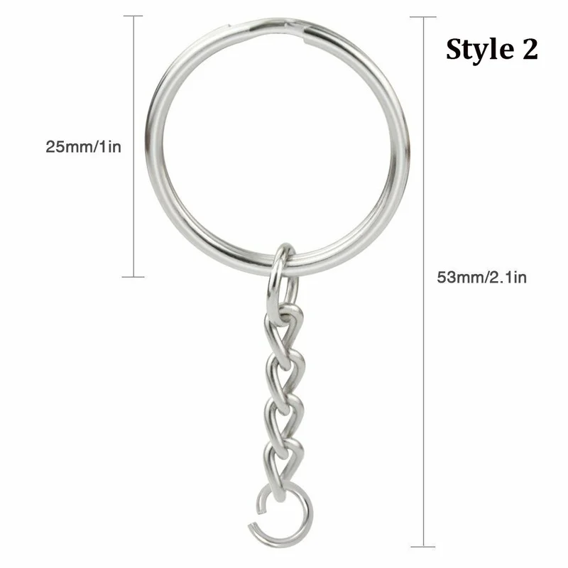 Silver Metal Blank Keyring Keychain, Long Split Keychain