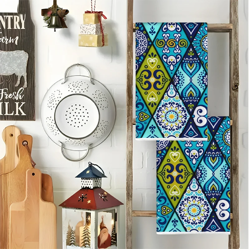 2 Stück, blau-grüne Mandala-Kü – Home Cooking Is The Best Bewertung und Preis