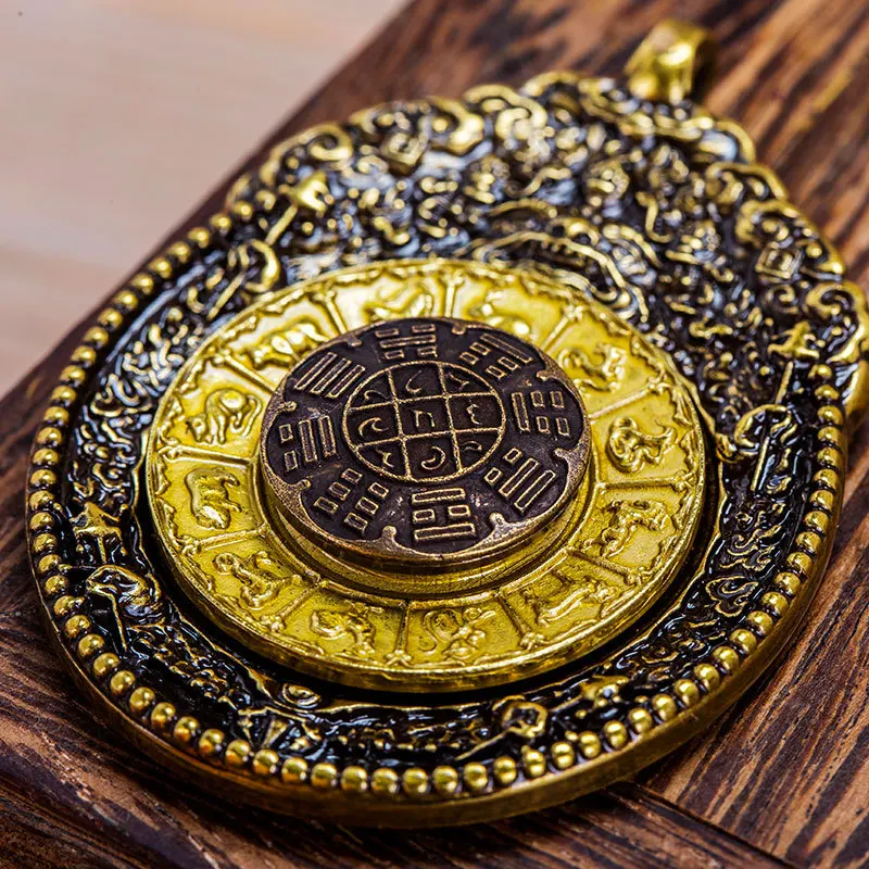 

Bronze Nine Palaces Eight Trigrams Pendant Zodiac Pendant Waist Pendant Tibetan Buddhist Hanging Ornament Portable Accessory Bud