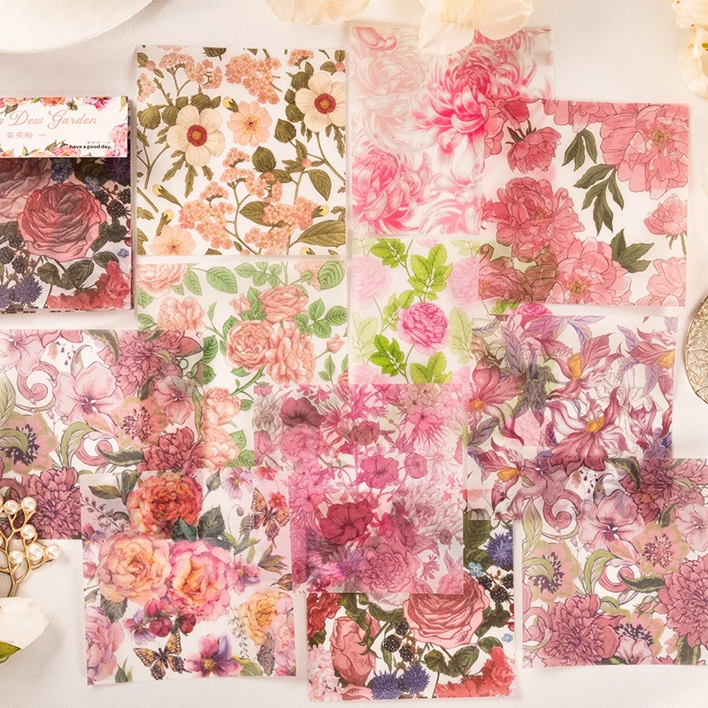 30 Sheets Per Pack literature Floral pattern hazy Material Paper Flowers Hand Account Gift Box Decorative Base Paper 8 Styles