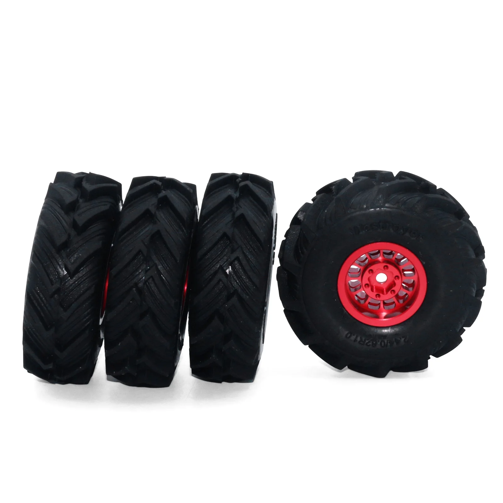 [Anti-Off Metal Wheels] Trx4M Scx24 Modification Special 1.0inch Wheel Rims and Tires 4-Piece Set 1/18 Remote Control Climbing Car Upgrade Accessories