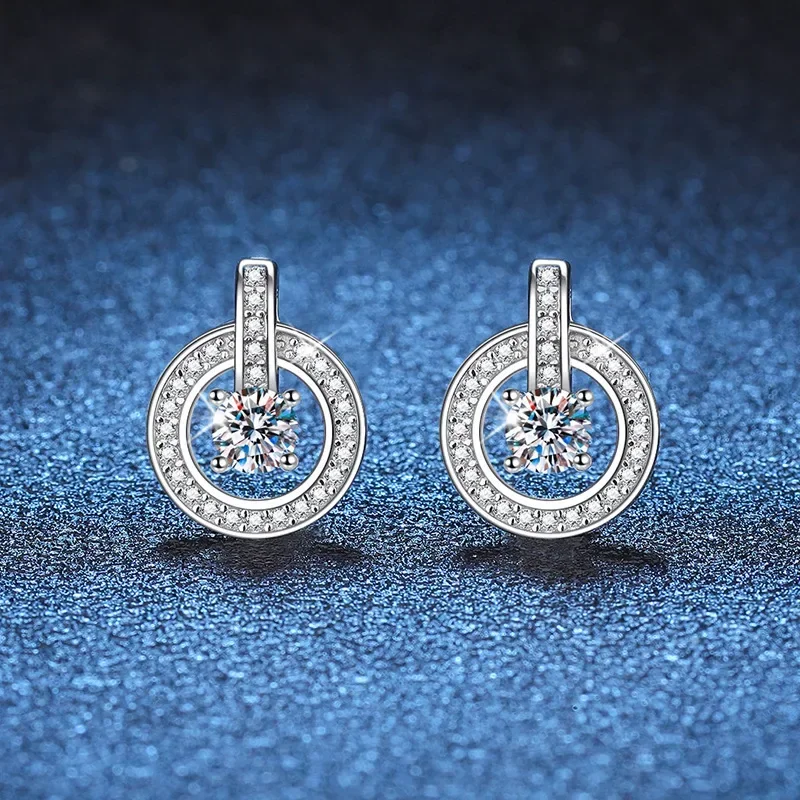 4MM 0.3CT Moissanite Stud Earrings 18K White Gold Plated 925 Sterling Silver D VVS1 Lab Diamond Ear Jewelry for Women