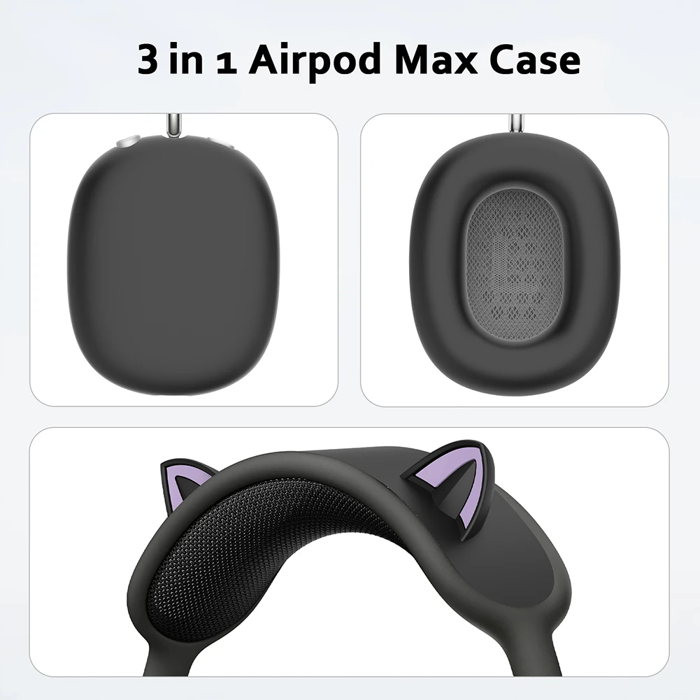 Juste de protection d'oreille en silicone pour AirPods Max, housse de protection de la peau douce, housse de bande de sauna, manchon de norme d'oreille, 3 en 1