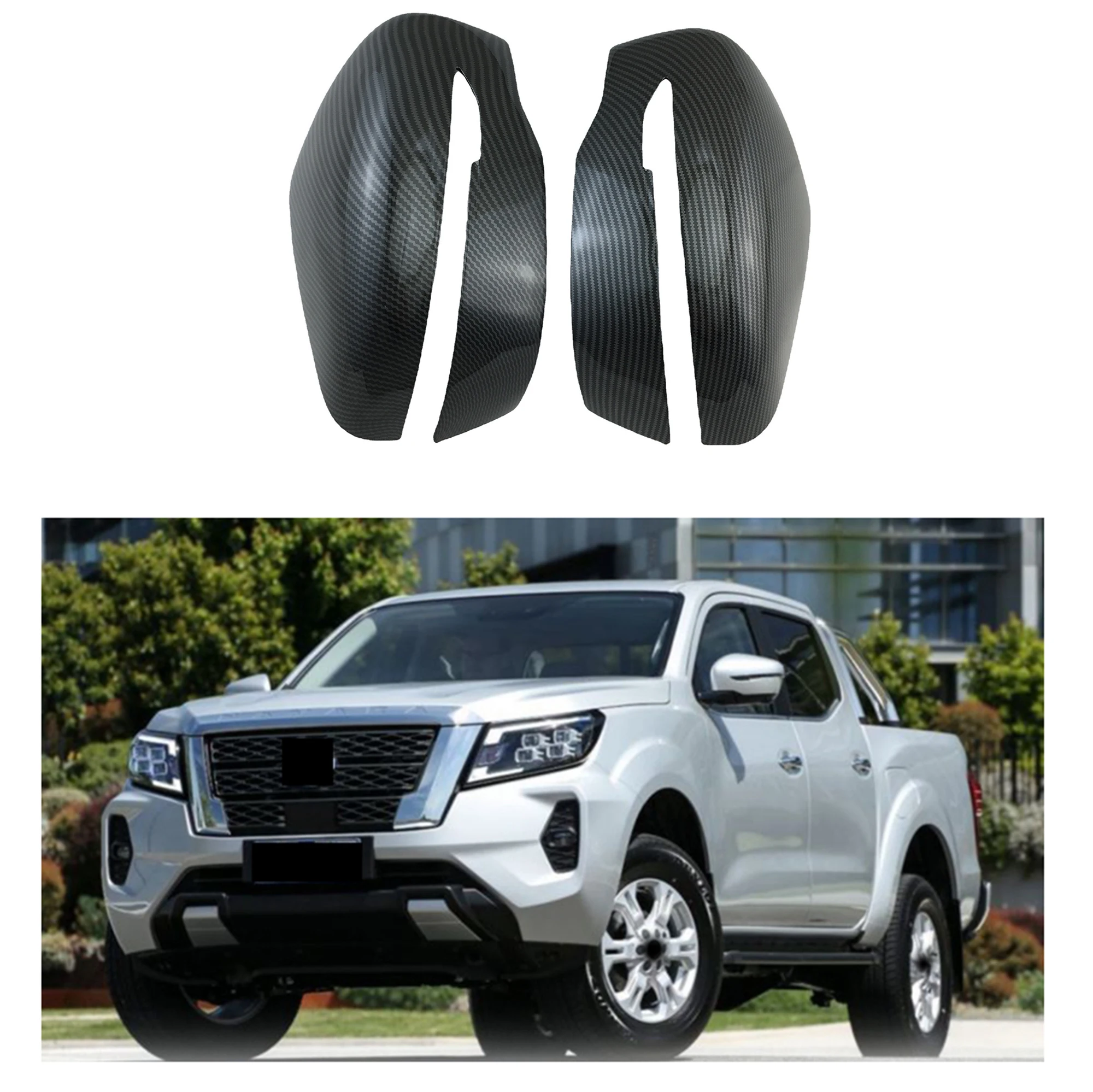 

For Nissan RX D23 NP300 2015 2016 2017 2018 2019 2PCS Car Carbon Rearview Accessories Plated Door Mirror Cover Trim Paste Style