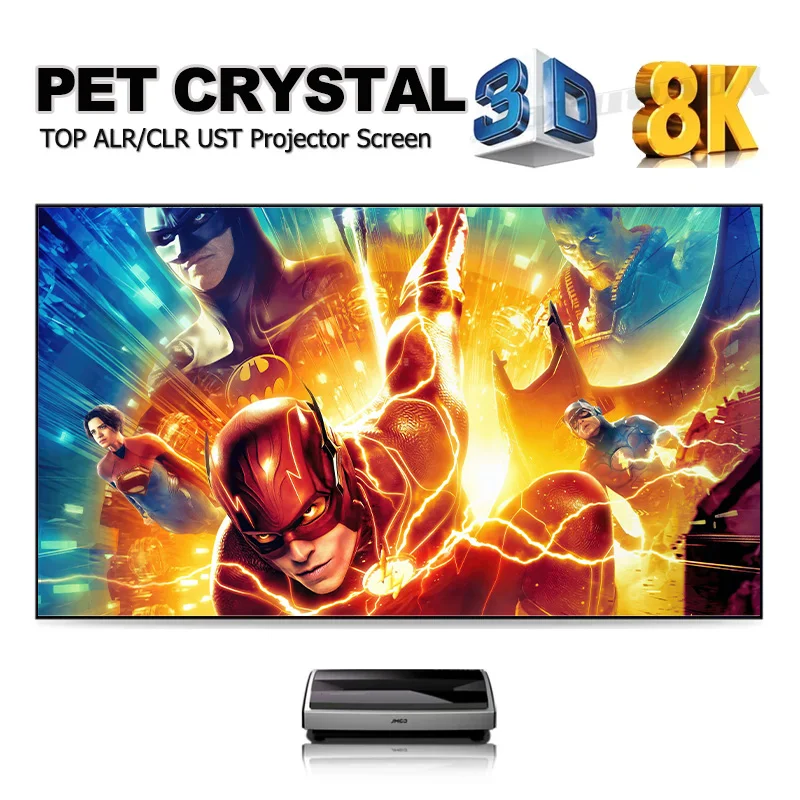 جديد 120 بوصة ALR CLR UST PET كريستال الضوء المحيط رفض شاشة عرض الإطار الثابت لجهاز عرض رمي قصير للغاية