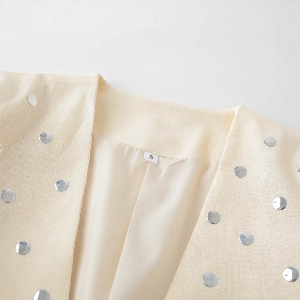 سترة بدلة غير رسمية بأكمام طويلة ورقبة على شكل حرف V صيفية جديدة للنساء بدون أزرار