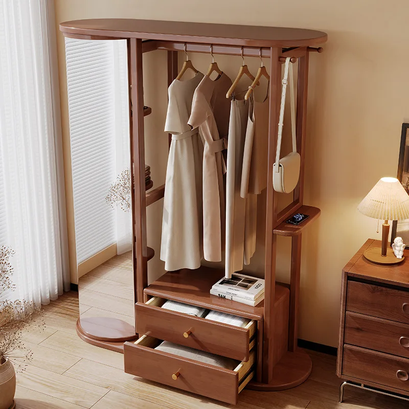 Modern Custom Portable Floor-Standing Wooden Home Rack Wholesale Coat Hanging for Bedroom Corner Home Furniture Use