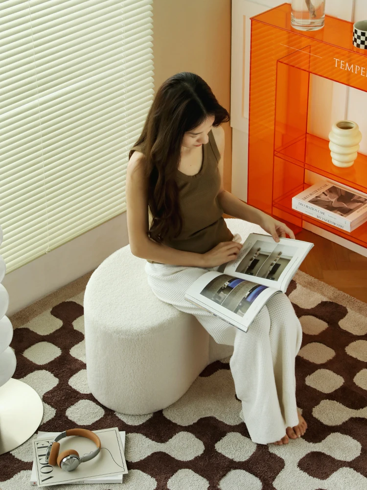 Internet celebrity lamb fleece crescent low stool sofa stool girls' bedroom dresser dressing stool home door wearing shoe stool