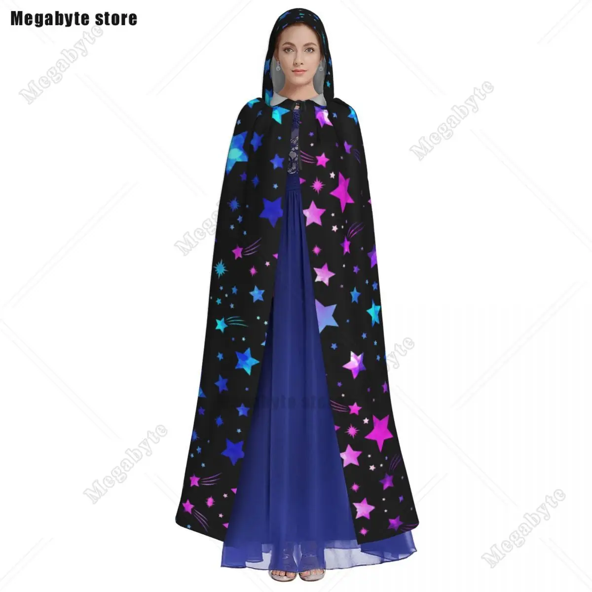 Cosplay Medieval Costumes Space Galaxy Constellation Zodiac Star Hooded Cloak Capes Long Robes Jackets Coat Carnival