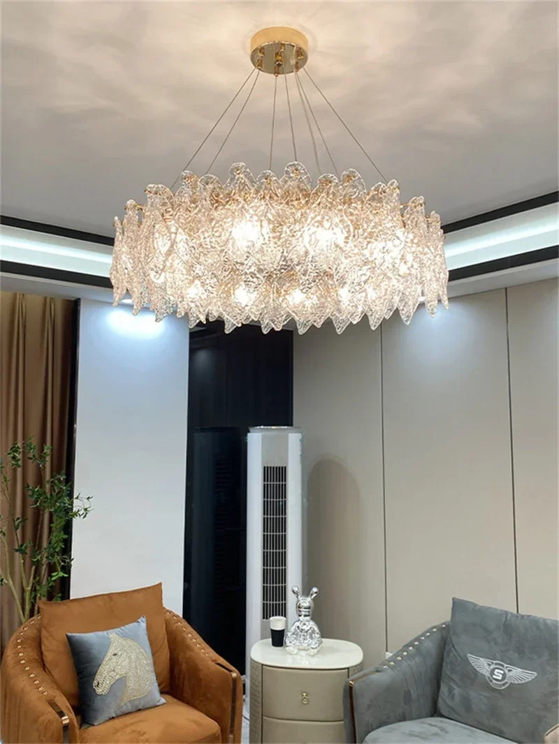 NAVIMC Contemporary Luxury Home Bedroom Led Round Ceiling Crystal Modern Chandeliers & Pendant for Living Room