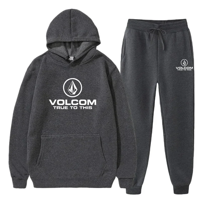 Men 2Pcs Tracksuit Geometric Graphic Print Hoodie & Jogger Pants Set Fleece Casual Streetwear Sport Outfit