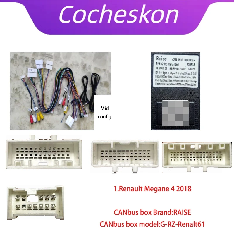 

Cocheskon Car 16pin Wiring Harness Adapter Canbus Box Decoder Android Radio Power Cable For Renault Megane 4 G-RZ-Renalt61