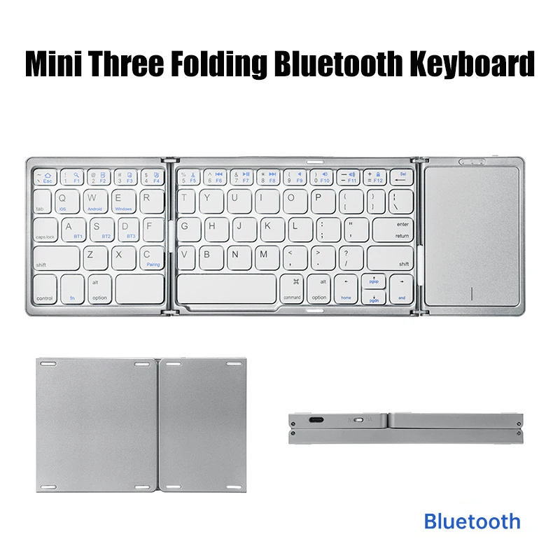 

Portable Folding Keyboard Wireless 3 Channels Connection Bluetooth 5.1 Mini Keypad for Windows Android IOS Tablet Phone B089T