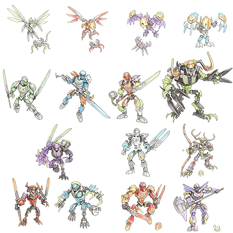 Image of Bionicle Serie Totenkopf-Krieger Maskenbauer Bausteine Anime Actionfiguren Soldat Krieger Bausteine Spielzeug für Jungen Kinder Geschenke