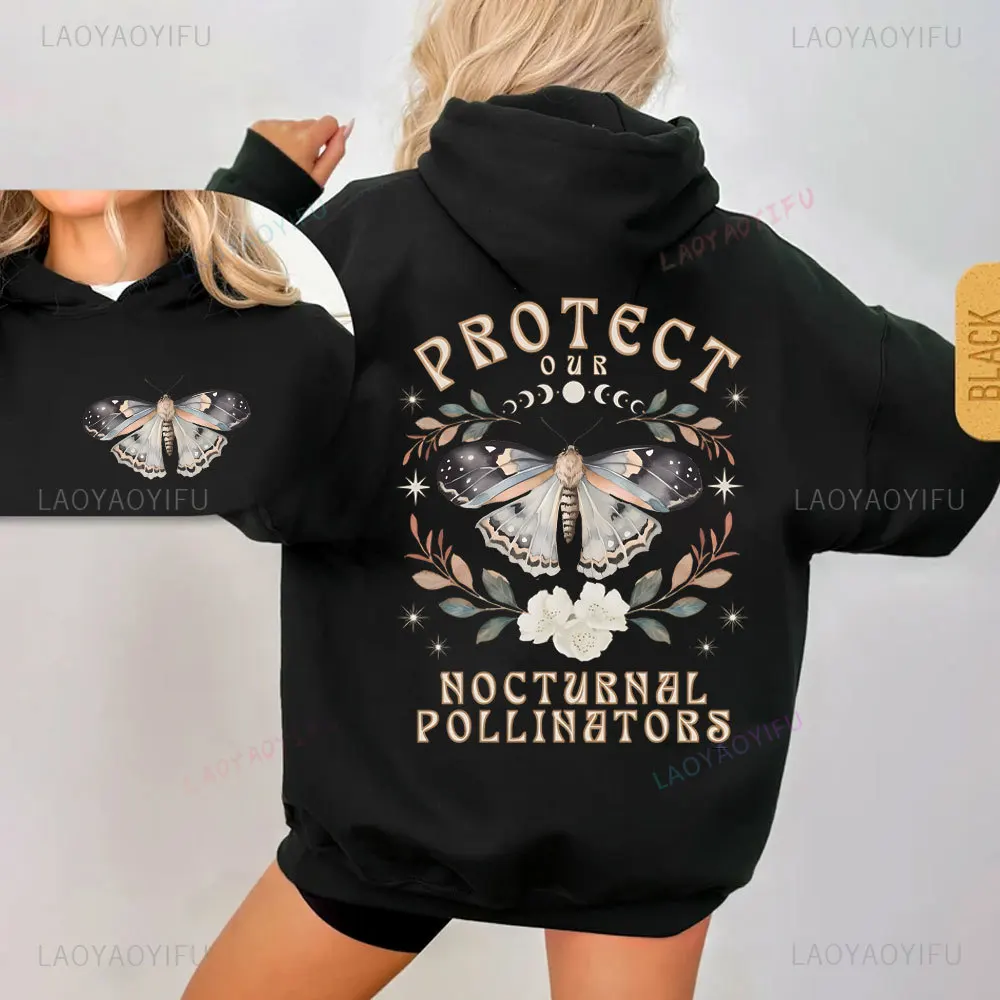 Nocturnal Pollinators Moth Hoodie Naturalist Native Plants Whimsigoth Clothing Protect The Locals Ecology Earthy Sweatshirt Lady