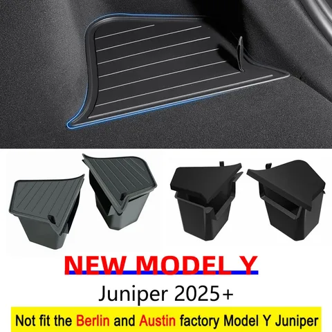 Para Tesla Model Y Juniper 2025 2026: Caixa Organizadora Lateral do Porta-Malas, Tapete TPE Flocado Antiderrapante, Acessórios de Viagem Anti-sujidade