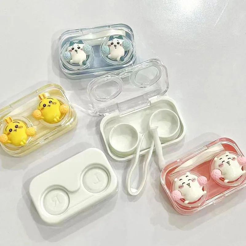 

Kawaii Chikawa Contact Lens Case Cute Anime Sanrio Series Cartoon Portable Contact Lens Box with Mirror Girls