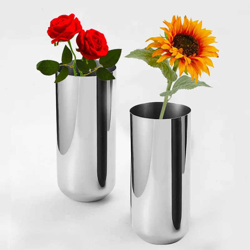 Stainless Steel Vase, Fresh Flowers, Plants, Hydroponic Vase, Silver High-end Feeling, Holiday Home Decoration Ornament