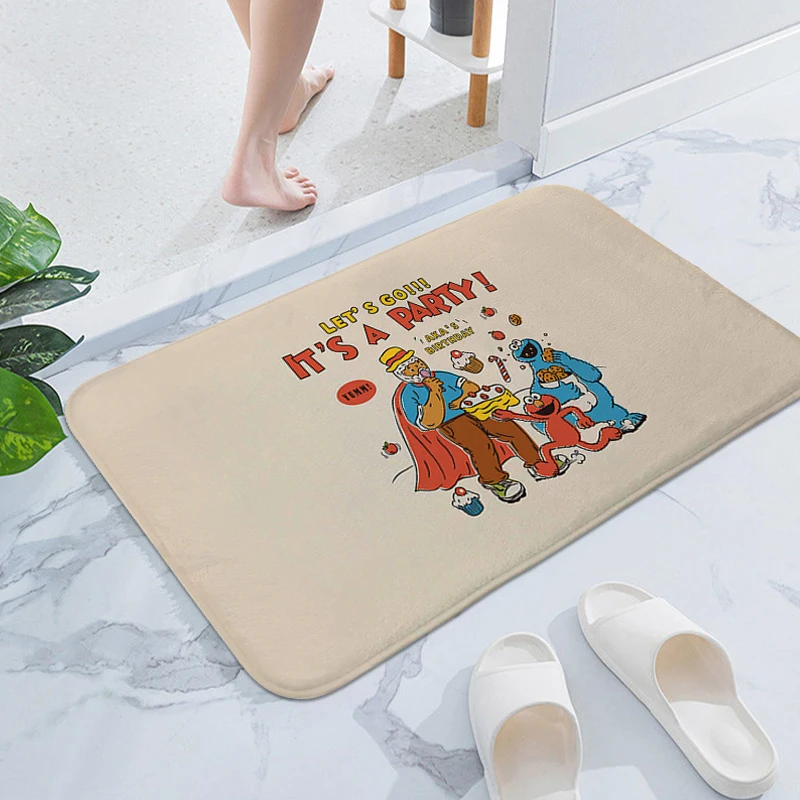 Sleeping Room Rugs A-Sesame Streets Useful Things for Home Decorations Washable Non-slip Kitchen Rug Aesthetic Funny Doormat