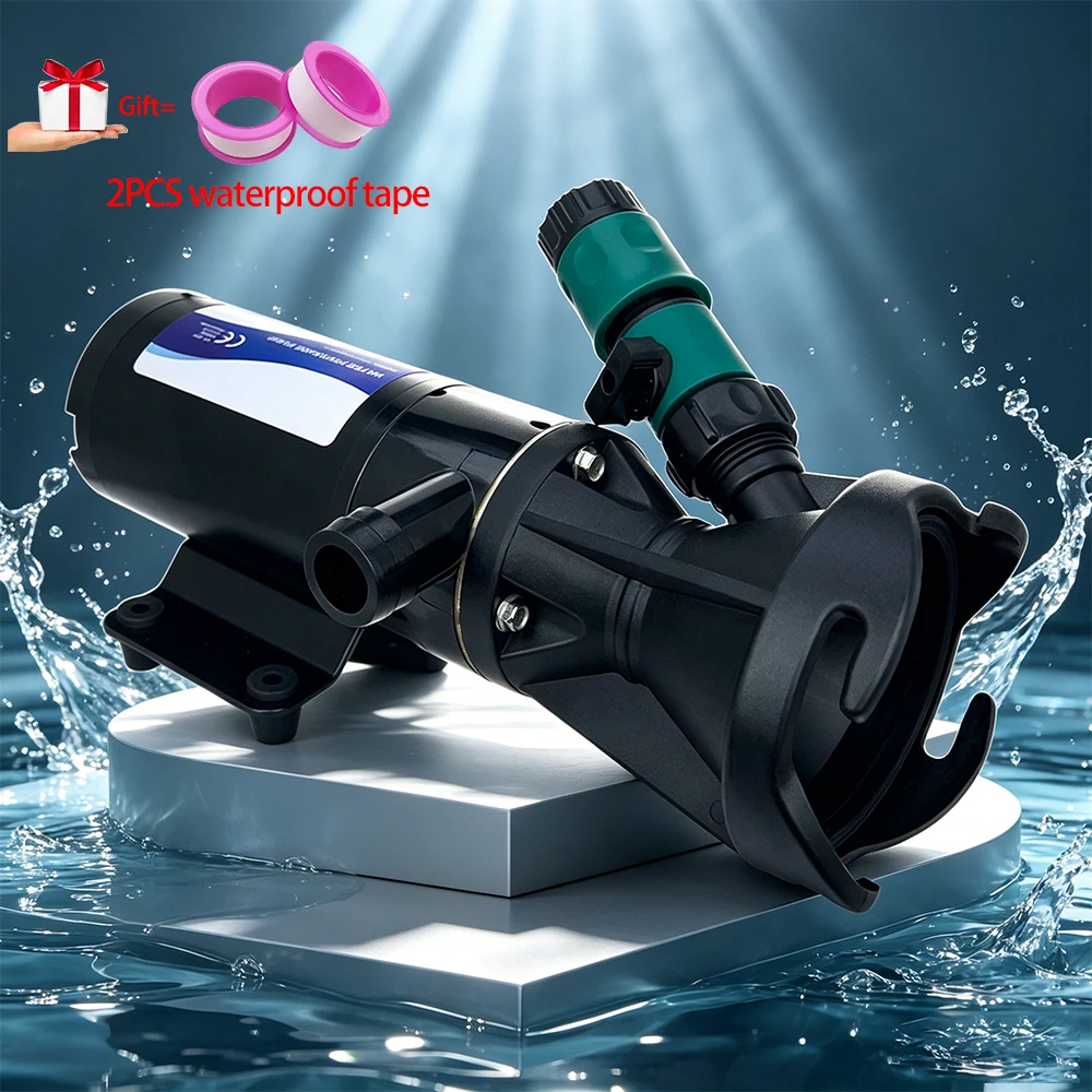 Portable 45L/min DC 12V/24V Macerator Sewage Pump, 4-Blade Cutter Waste Water Pump for RV Yacht Boat Kitchen Sewer Disposal