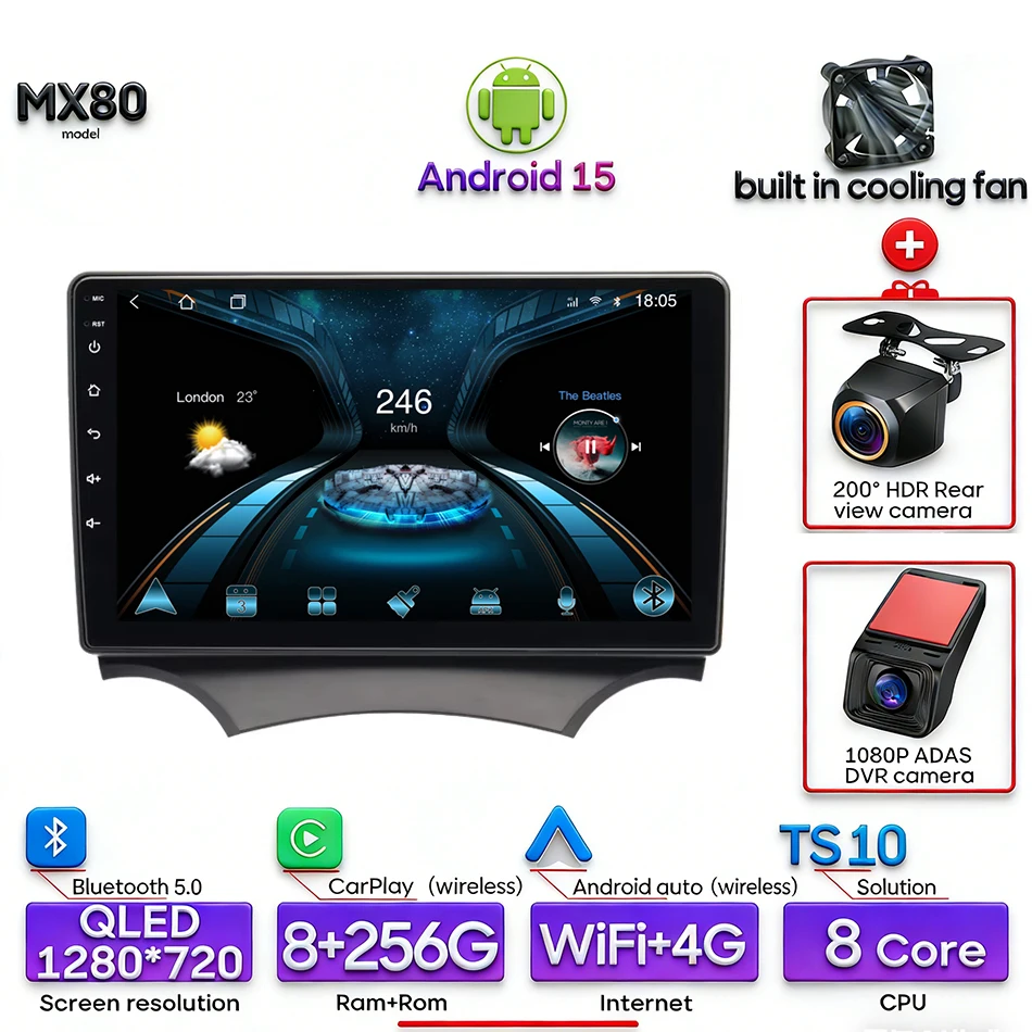 Android 15 voor Ford Ka K2 2008 2009 2010 2011 - 2014 Auto Multimedia Speler Radio Video Stereo CarPlay Auto navigatie GPS 2din