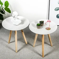 Nordic Creative Round Wood Coffee Table, Sofá Side Table, Chá, Fruta, Snack Service Plate, Pequena mesa, Mobília da sala de estar