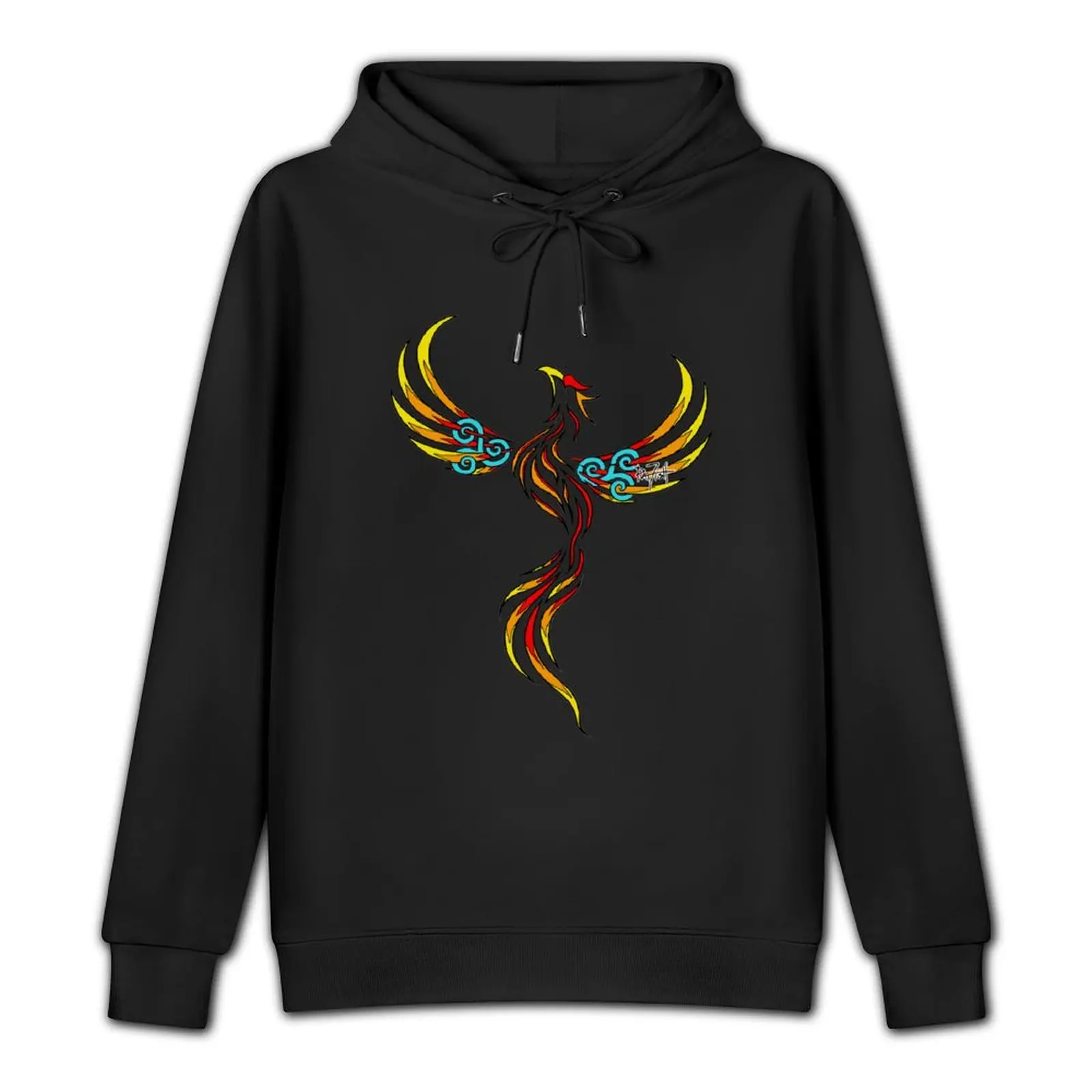 Auspicious Phoenix Flame Pullover Hoodie men's sweat-shirt set japanese style mens designer clothes new in hoodies and blouses