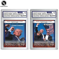 2024 Presidente degli Stati Uniti Donald Trump Valutazione del guasto dell'assassassinio Carta da collezione FIGHT Regalo commemorativo per fan di supporto