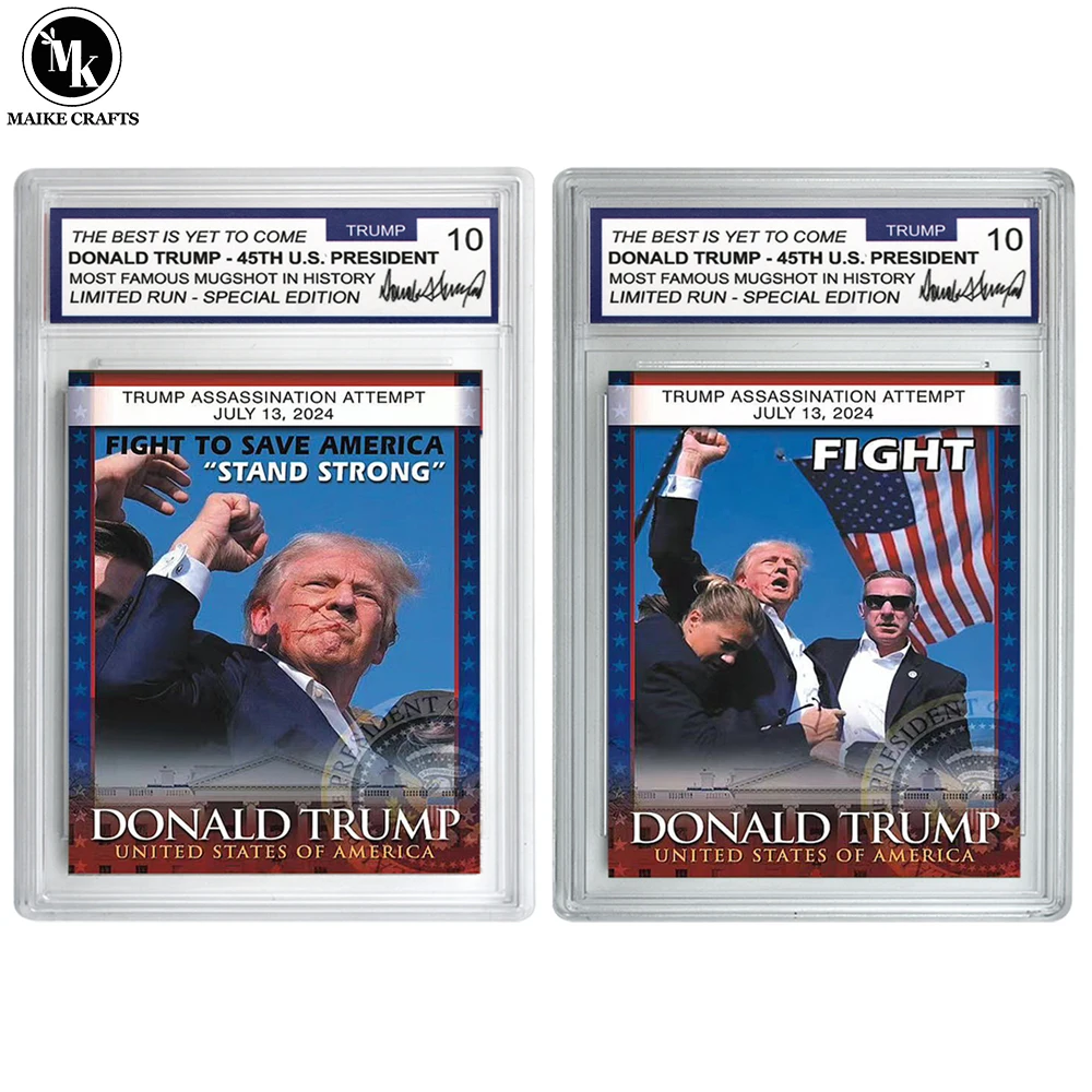 2024 US President Donald Trump Assassination Failure Rating Card FIGHT Collectible Card Supporter Fan Commemorative Gift