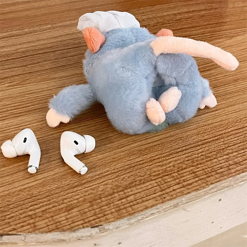 ل AirPods Pro 2nd حافظة لطيف أفخم راتاتوي ريمي غطاء ل AirPods 4 3 2 1 فتاة المفاتيح سماعة شحن صندوق قلادة هدية