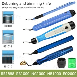 Edge Cutter Deburring Tool with Cutter Handle BS1010 BS1018 Burr Trimming Knife for Copper Aluminum Steel Plastic Wood Rubber