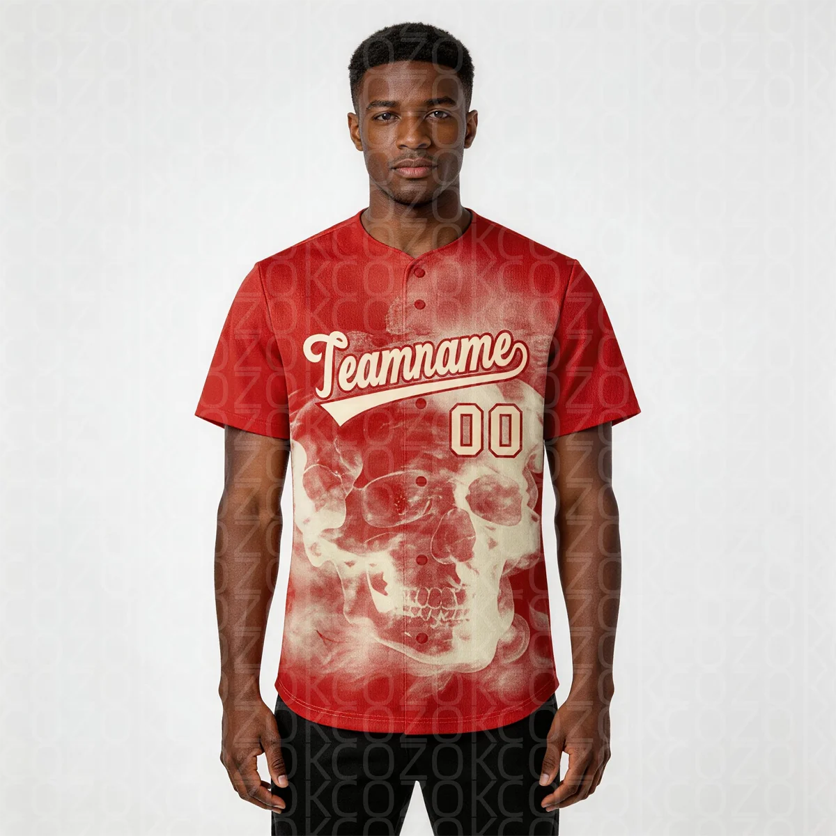 

Red Skull Head Baseball Jersey Men Women Short Sleeve Shirt 3D Printed Shirt Team Shirts Hip Hop Unisex Tops