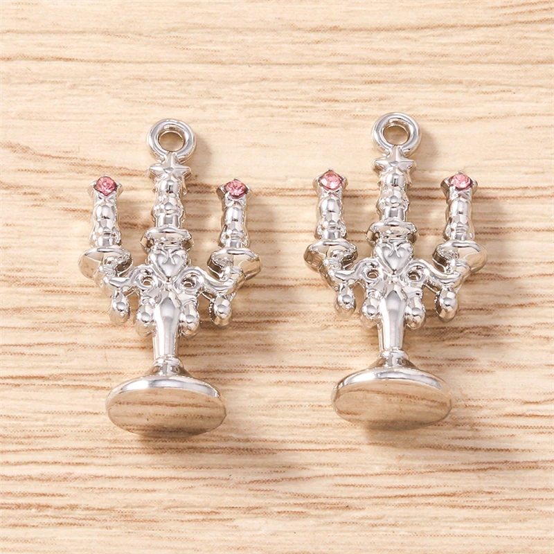 5 Stück 13 x 23 mm niedliche Metall-Kerzenständer-Form-Charms-Anhänger für Schmuckherstellung, Halsketten, Ohrringe, DIY, handgefertigtes Bastelzubehör – Detail 10