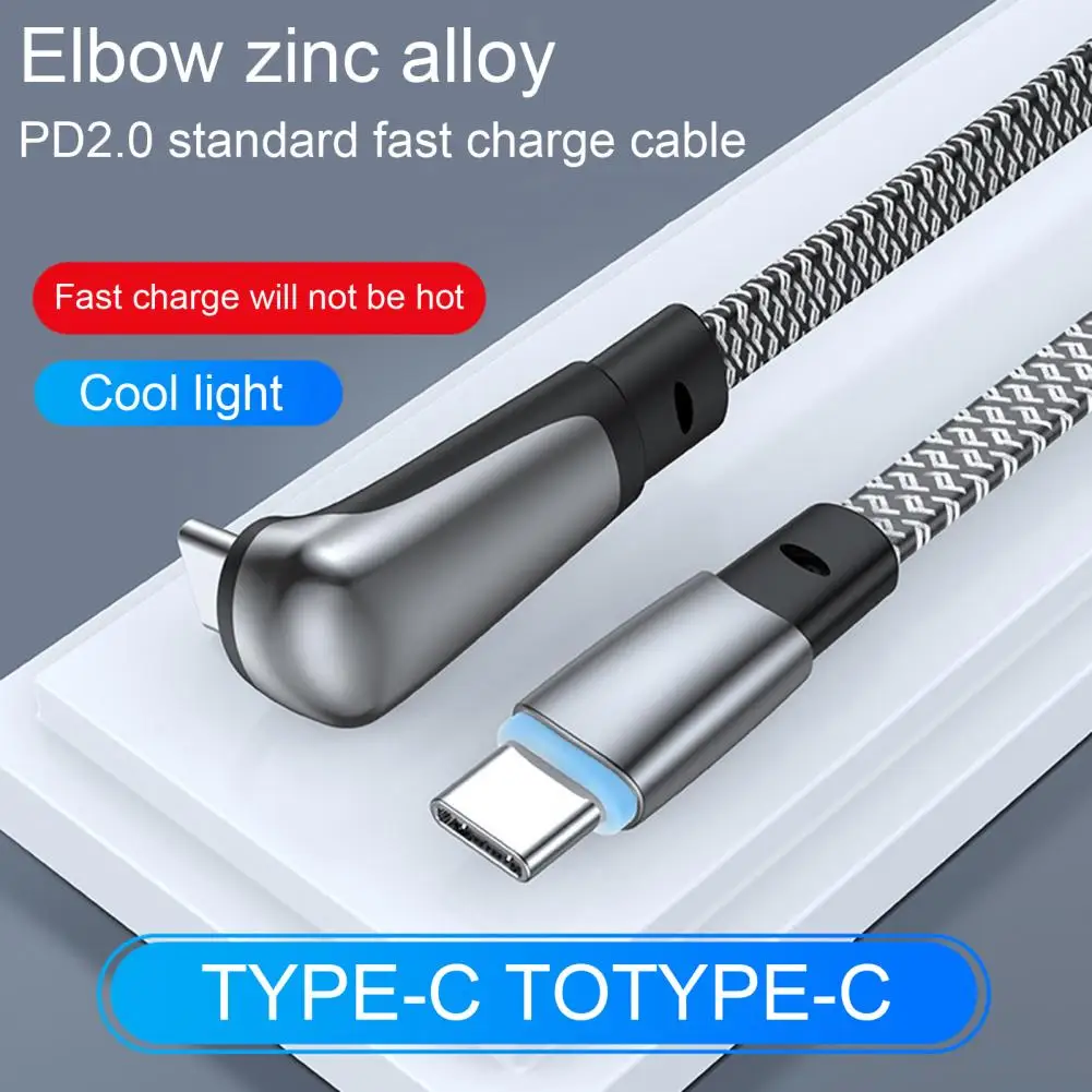 Charging Cable Data Cable 30W/60W Fast Charging Type-C to Type-C Cable Space-Saving Elbow Data Cord for IOS for Android