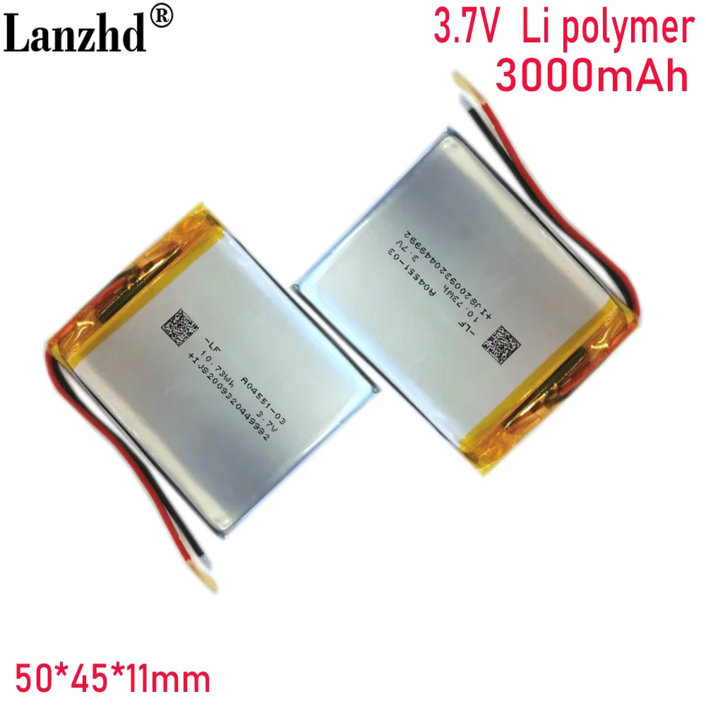 3.7V polymer lithium battery 114550 3000MAH For video  doorbell monitoring equipment Warm treasure smart alarm clock