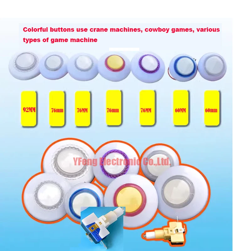 DC12V RGBS ที่มีสีสันหลอดไฟ LED Illuminated Push ปุ่ม 76mm 96 มม. หมุนปุ่มสวิตช์ Micro สำหรับ Claw crane Machine