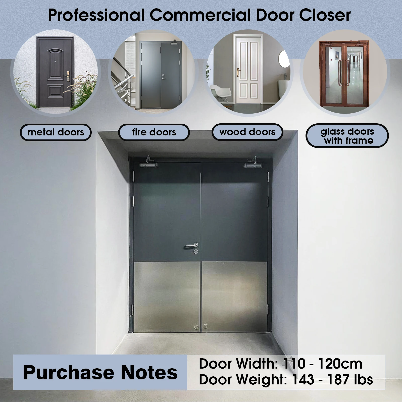 باب أوتوماتيكي شديد التحمل مع عقد مفتوح (للأبواب 132-187 رطل) غلق أبواب عاصفة هيدروليكية أوتوماتيكية #5