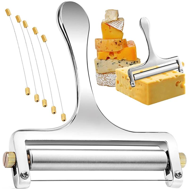 

Cheese Slicer Stainless Steel Wire Cheese Cutter for Mozzarella Cheddar Gouda Block Cheese with Replacement Cutting Wire