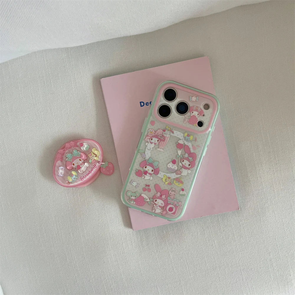 Urocze etui magnetyczne na telefon z króliczkiem z kreskówki do iPhone 17 Pro 15 14 13 16 Pro Max z uchwytem i podstawką, kompatybilne z MagSafe, Funda — zdjęcie produktu 3