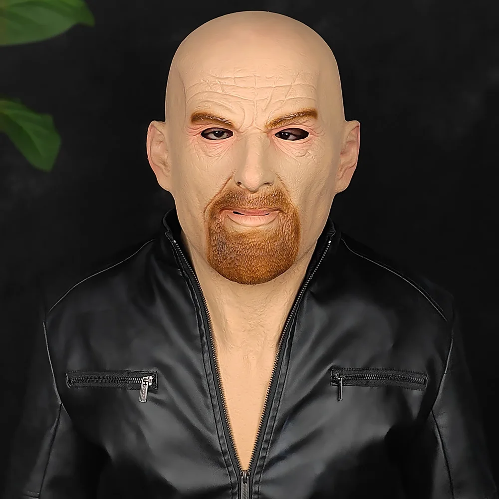 Latex-Kopfmaske Realistische Alter-Mann-Gesichtsmaske Cosplay Halloween-Party-Maske – Detail 2
