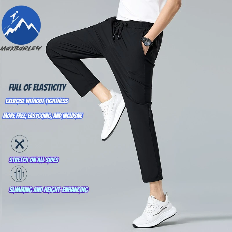 

Maxbarley Mens Casual Pants 2026 Spring Summer Business Solid Color Pants Straight Pants Man Ice Silk Non Ironing Work Trousers