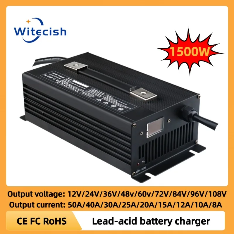 Lead-acid Charger 12V 24V 36V 48V 60V 72V 84V 96V 108V battery charger 50A 40A 30A 25A 20A 15A 12A 10A 8A apply to Golf cart RV