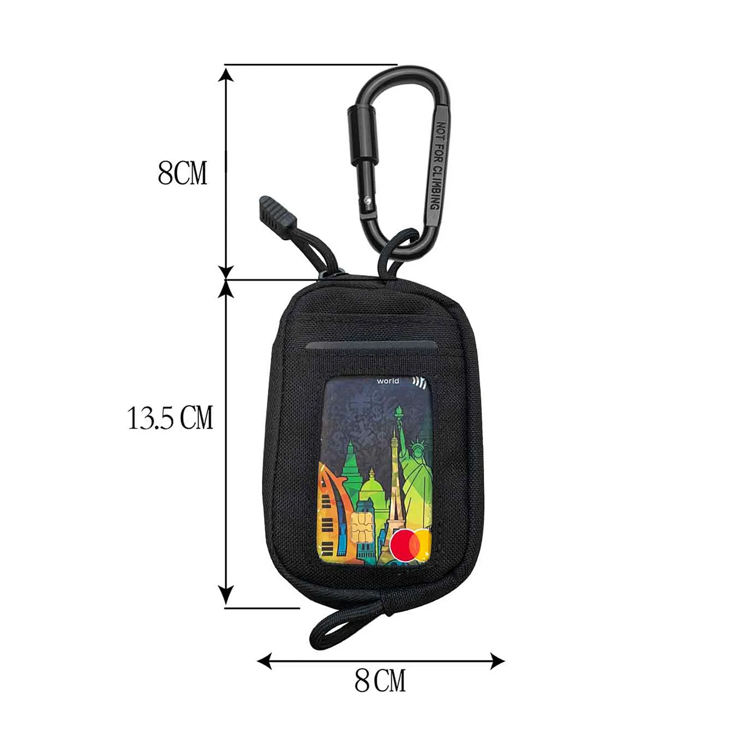 Military Enthusiast Accessory Small Waist Bag Outdoor Travel Coin Zipper ID Card Pouch with Mountaineering Buckle and Lanyard