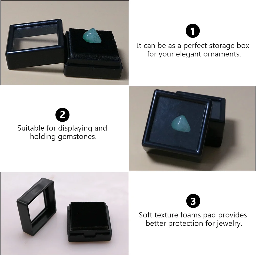 

5pcs Transparent Lid Gemstone Box Jewelry Display Case Foam Insert For Ring Diamond Storage Loose Jewelry Box