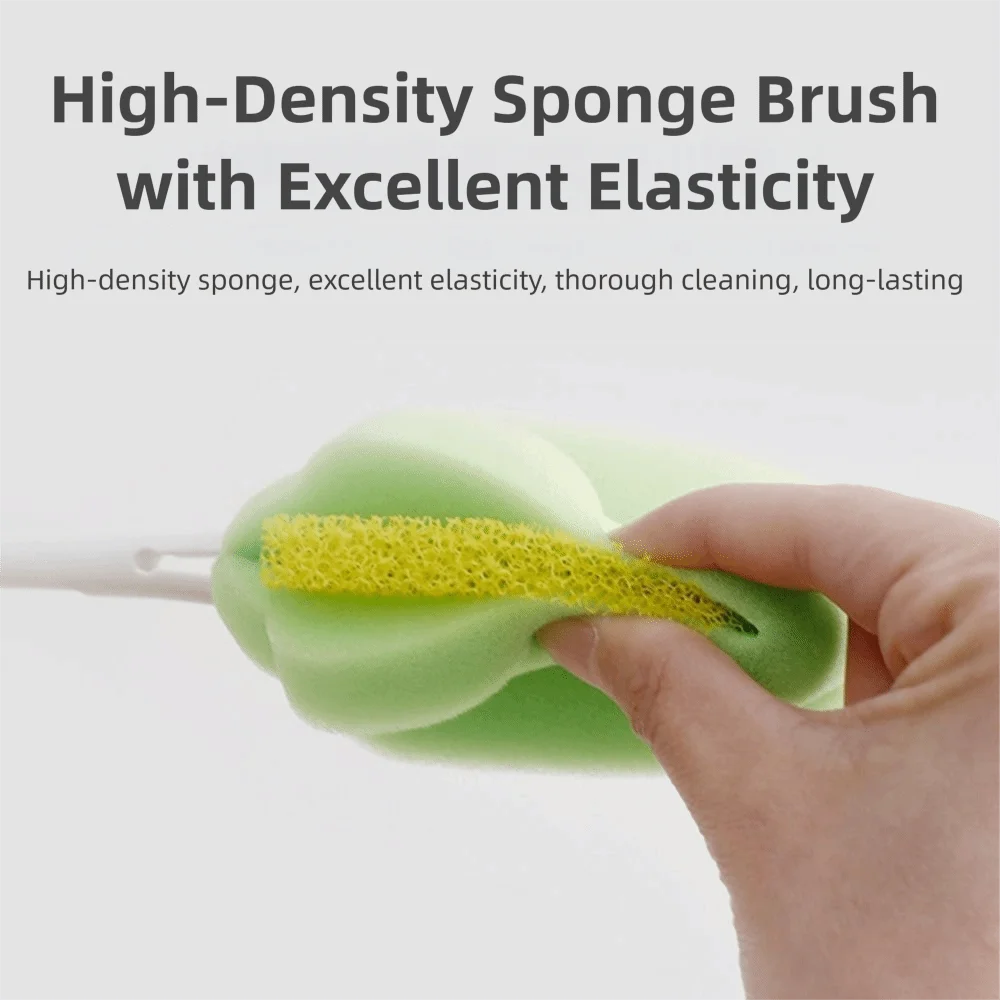 

Soft Head Baby Bottle Cleaning Brush Set BPA-Free 360° Cleaning Water Bottle Brush Infant Nipple Brush Long Handle
