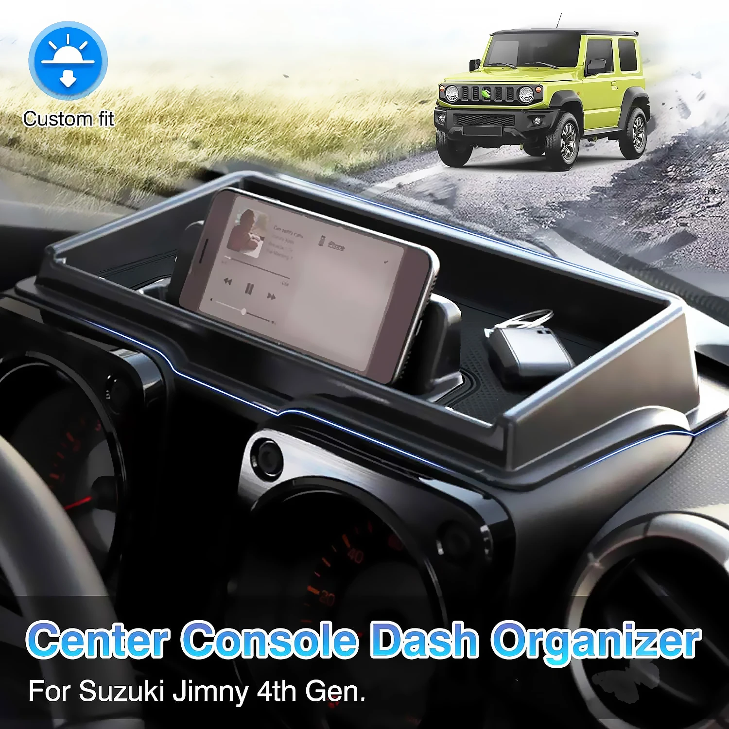 لسوزوكي جيمي JB74 JB64 2019-2023 2024 2025 مركز وحدة التحكم صندوق تخزين لوحة القيادة درج منظم جيمي الملحقات الداخلية #4