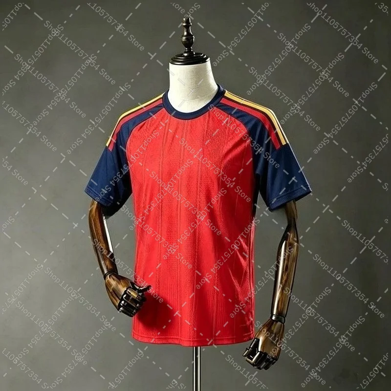 Unisex Schnelltrocknendes T-Shirt Anpassbares Rot-Gelbes Grafik-Design Leichtes Atmungsaktives Fußball-Fan Kurzarm-Oberteil für Spiele und Alltag