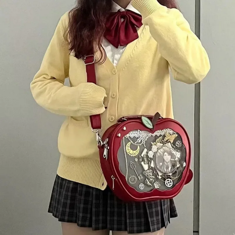 Apple Itabag Y2K Aesthetic Clear Backpack JK Hollow Strap Backpack Student Girl Personalized Commuter Large Capacity Itabag New