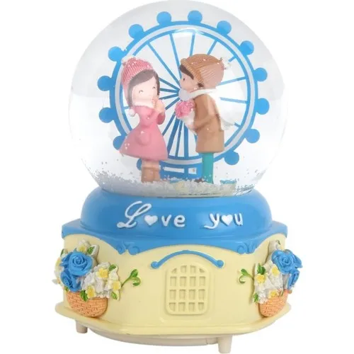 Hediyekanalı Lunaparktaki Lovers Blue Water Globe Auto Snow Spray Big size Snow Globe